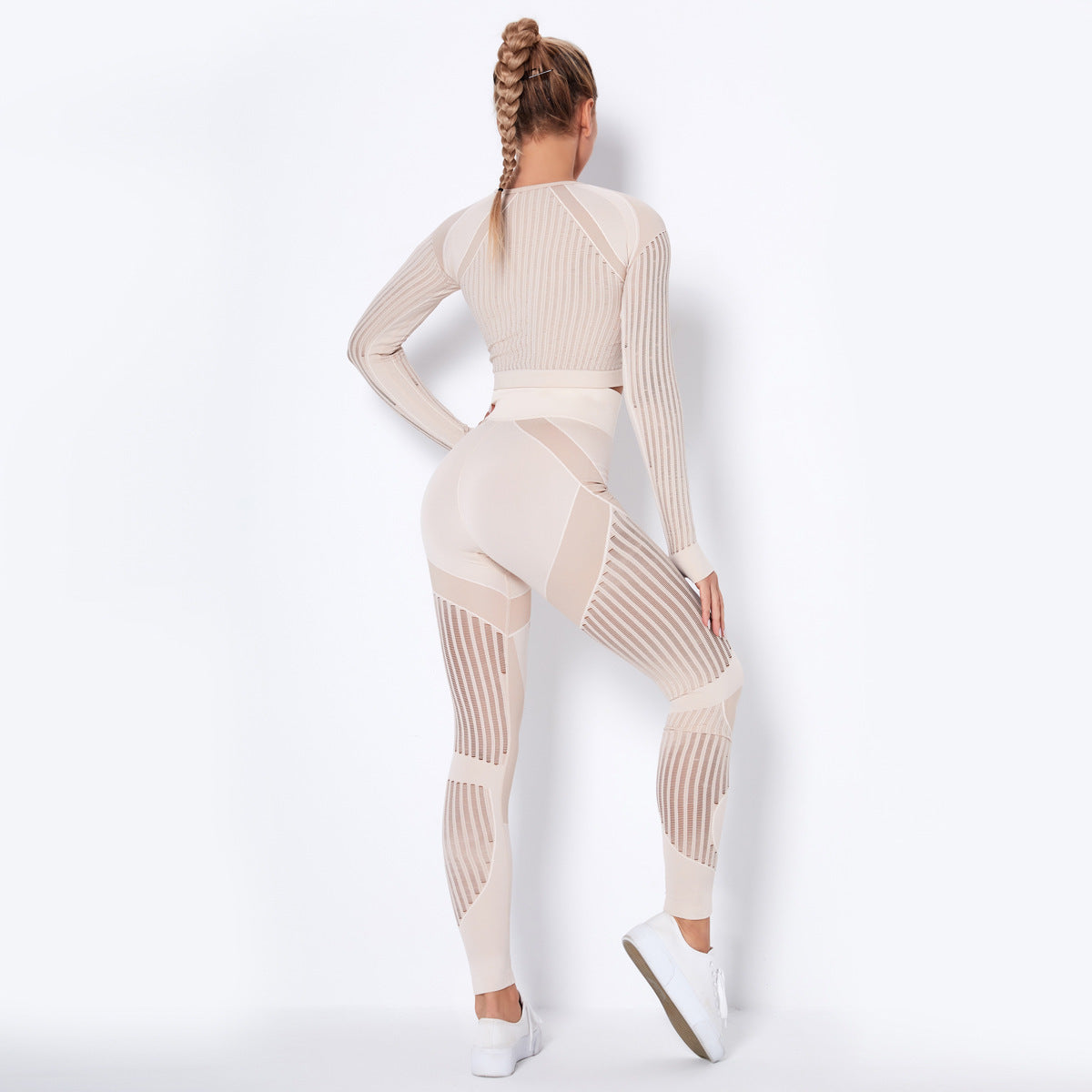 Omiinova Seamless Longsleeve Yoga Set – Damen Sport Outfit mit Leggings & Langarm-Top