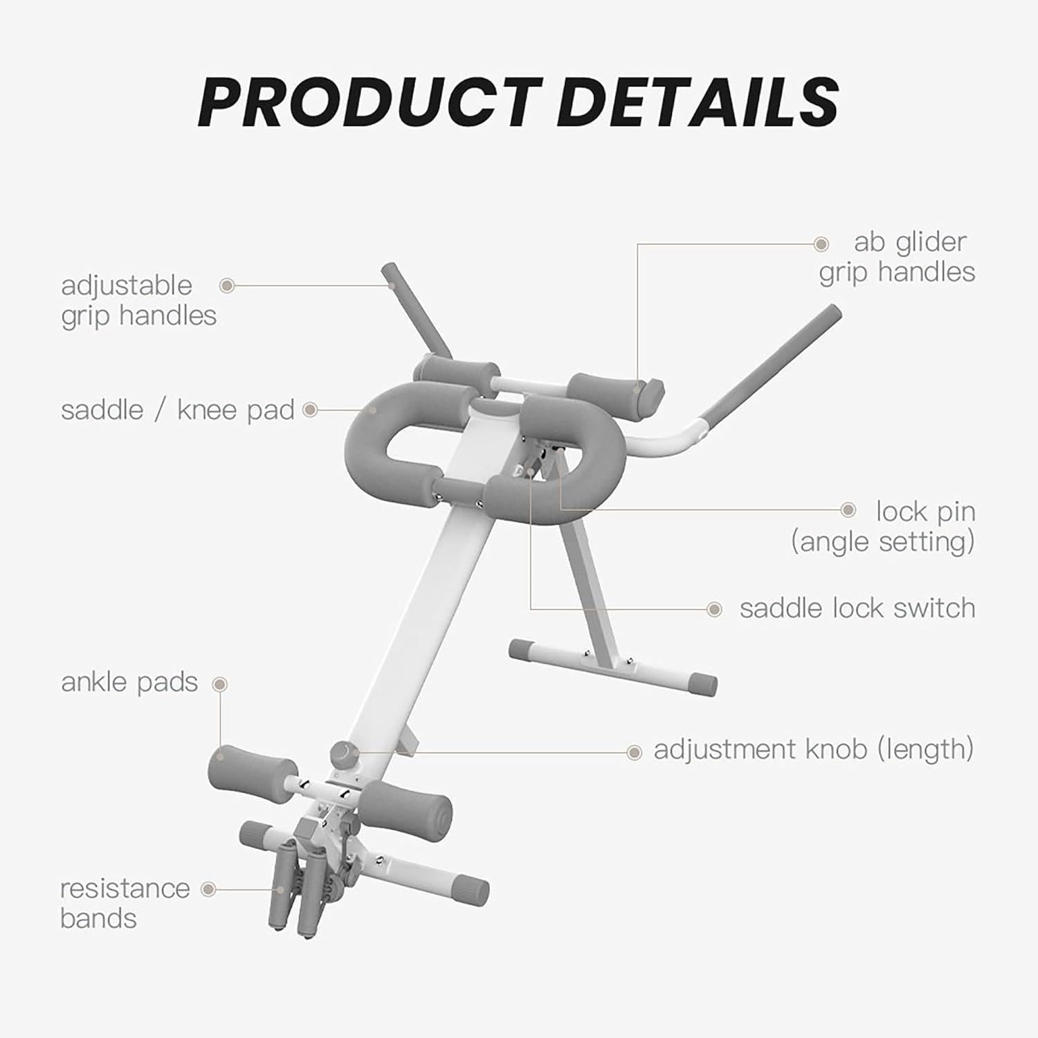 Omiinova Pro Max 4-in-1 Heim-Gym – Bauch- & Core-Trainer, Rudergerät & Multifunktionstrainer