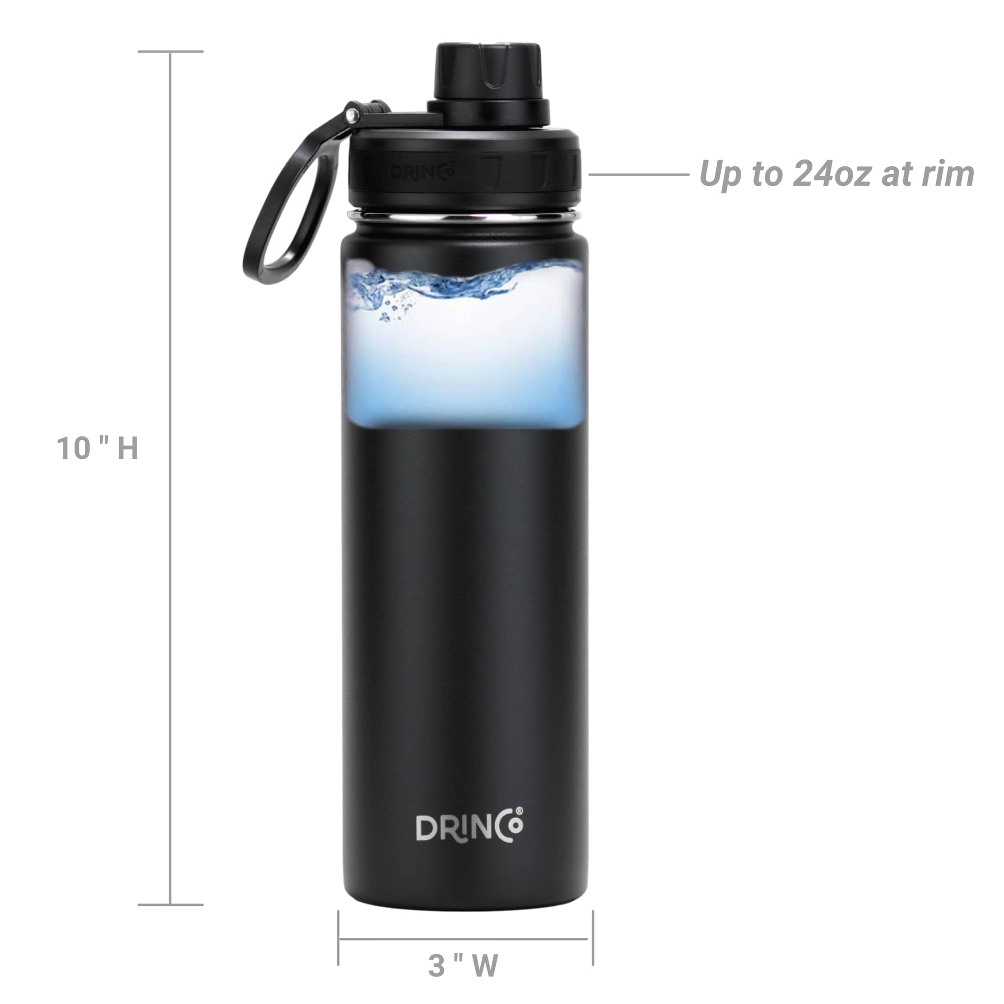 DRINCO® Edelstahl Sport-Trinkflasche – 650ml, Isoliert & Auslaufsicher